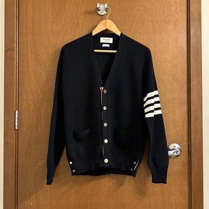 SOLD | Thom Browne Navy 4-Bar Stitch Cardigan | Cotton | Size 2